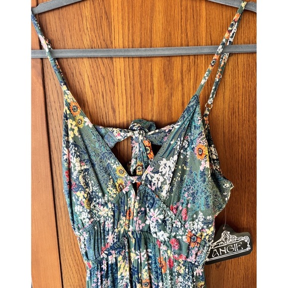 Angie Floral Maxi Sundress  NWT Ladies Large 59"Boho Keyhole Tiered Skirt - Picture 3 of 14